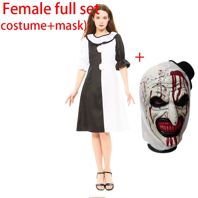 Terrifierr Cosplay Costume 1 Set Female Or Male Horror Carnival Party Skin-Tight Killer Clowns Jumpsuit for Halloween Costume