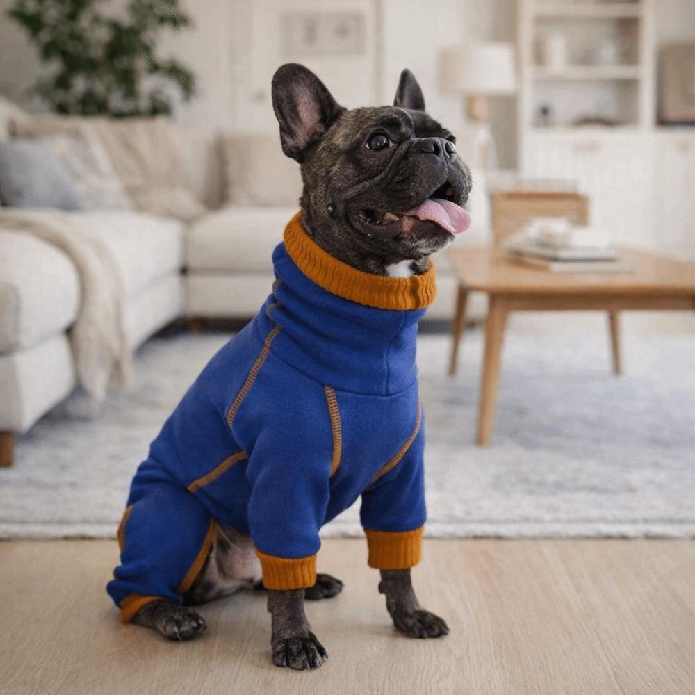Stretchy Dog Jumpsuit High Neck Pet Turtleneck Dog Velvet Pajamas Pet Warm Sportswear  Indoor Wear