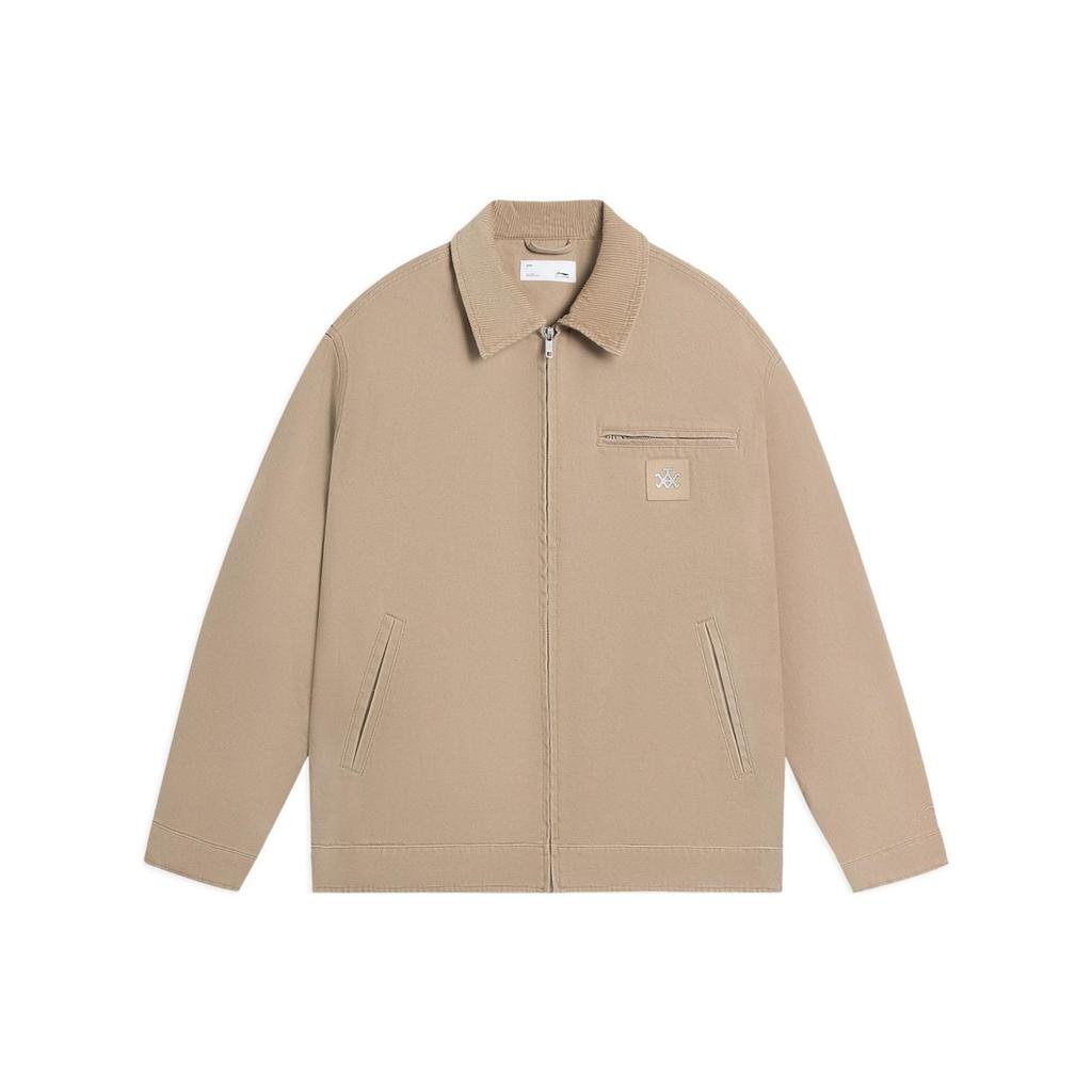 Li Ning CF Sport Fashion Series FW22 Logo Zip Collar Jacket Men Jacket Apricot AJMS131-4