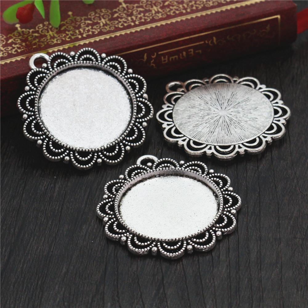 

New Fashion 5pcs 25mm Inner Size 4 Colors Cute Style Cabochon Base Setting Charms Pendant античный серебряного