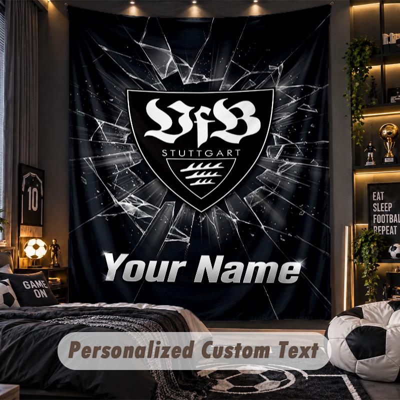 TapestryVfB Stuttgart FC Custom Name Text Personalized Wall Hanging Tapestry Home Wall Decor
