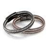 Fashion versatile models, European and American woven leather ropes, simple stainless steel bracelet series