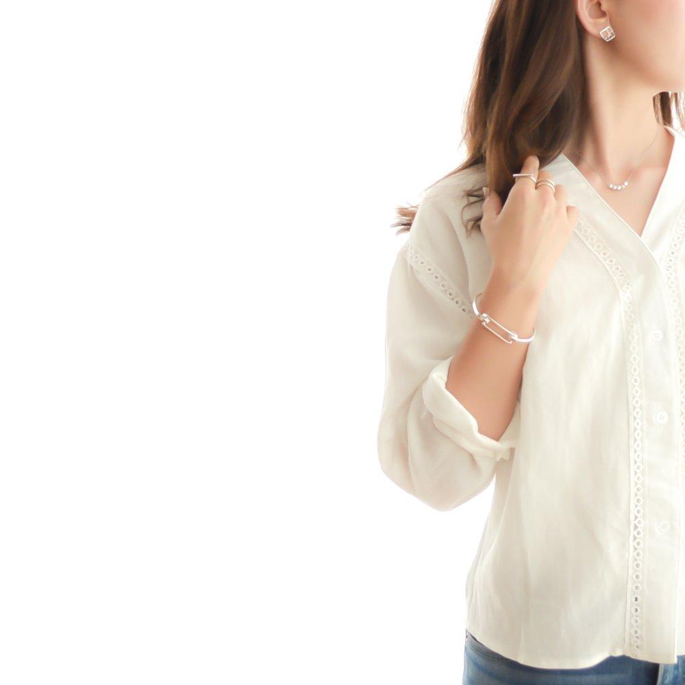 [Naot Jewelry] Square Motif Pierce Stud Earrings Silver np010