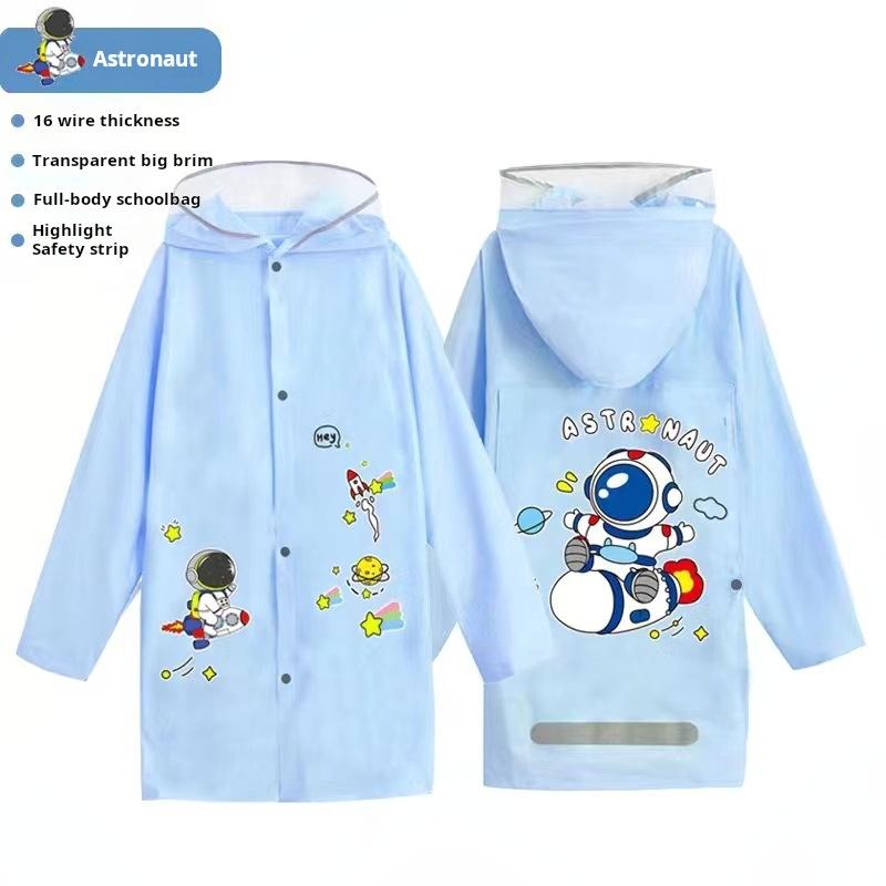 Cute children s raincoat waterproof children s cartoon poncho raincoat jacket with backpack position student raincoat XL синий