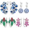 Orstarry Original 925 Sterling Silver Blue Iris Flower Earrings Women Hoop Earring Anniversary Jewelry Trendy Gifts