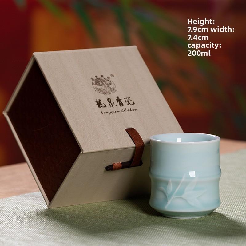 Longquan Celadon Tea Cup Set Chinese Ceramic Cups for Home Guest Personal Use with Logo Wholesale