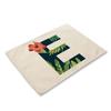 30x45cm Alphabet Letters Linen Kitchen Placemat Botanical Plant Green Tropical Leaves Dining Table Mats Coaster Pad