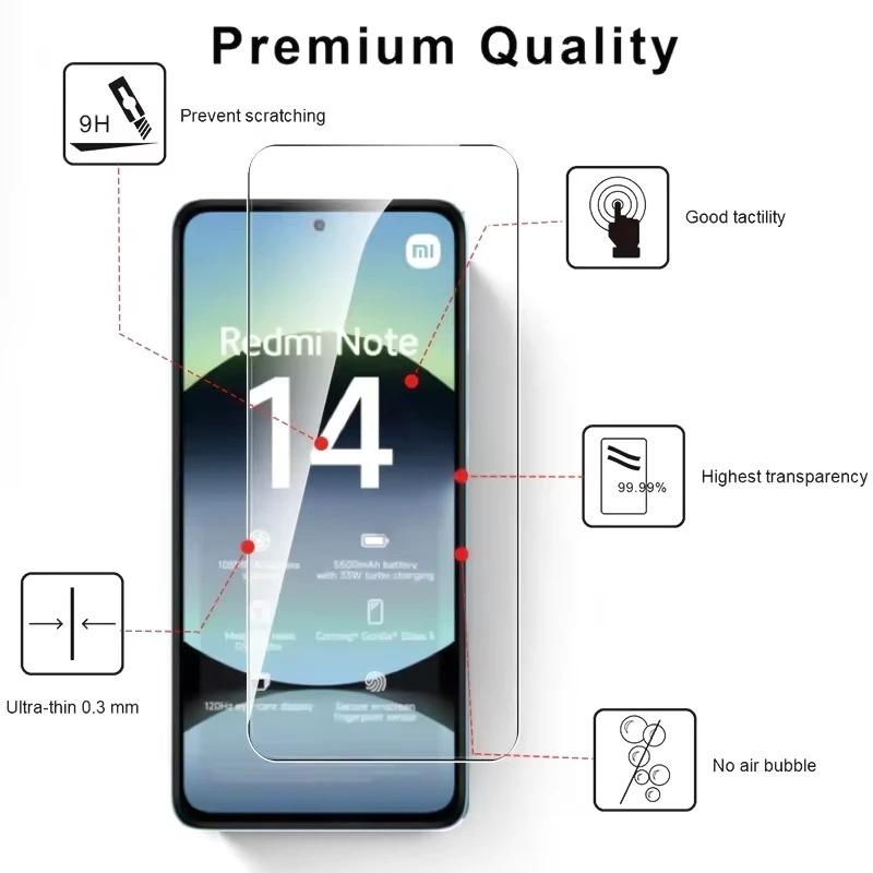 [4+4] 8Pcs Camera Lens Film+Screen Protector Tempered Glass For Xiaomi Redmi Note 14 13 Pro 4G 5G Redmi 13C 14C A5 For Xiaomi 14T POCO X6 M6 Pro