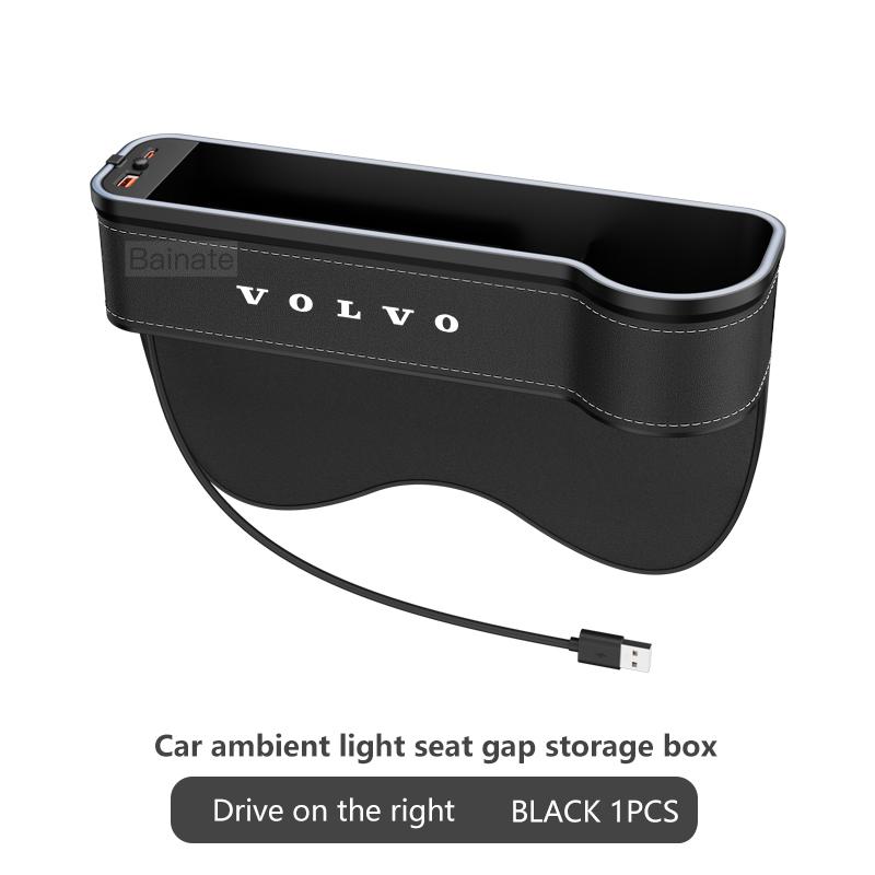 Organizér do mezery autosedačky Úložný box Kapsa Multifunkční Pro Volvo S60 S90 XC40 XC60 XC90 V60 V90 se 2 USB nabíječkami Barevné LED