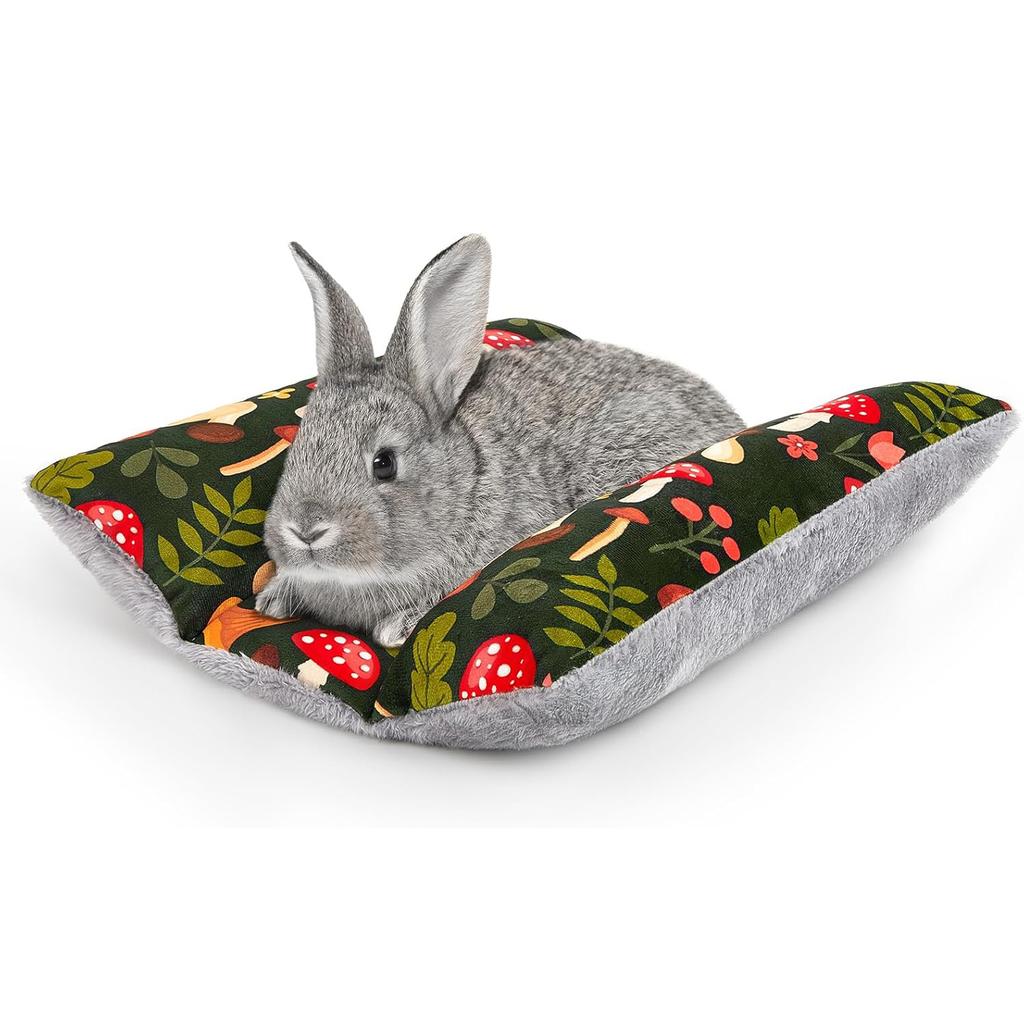 Rabbit Bed Thickened Soft Bunny Concave Bed Cuddle Cushion Plush Mat with Cotton Lounger Pillows Small Pet Flop Mat for Sleeping