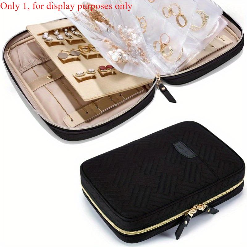 

1Pc Portable Jewelry Box Organizer Display Travel Jewelry Case Boxes for Women Gifts Earrings Leather Storage Zipper Jewelery чорний