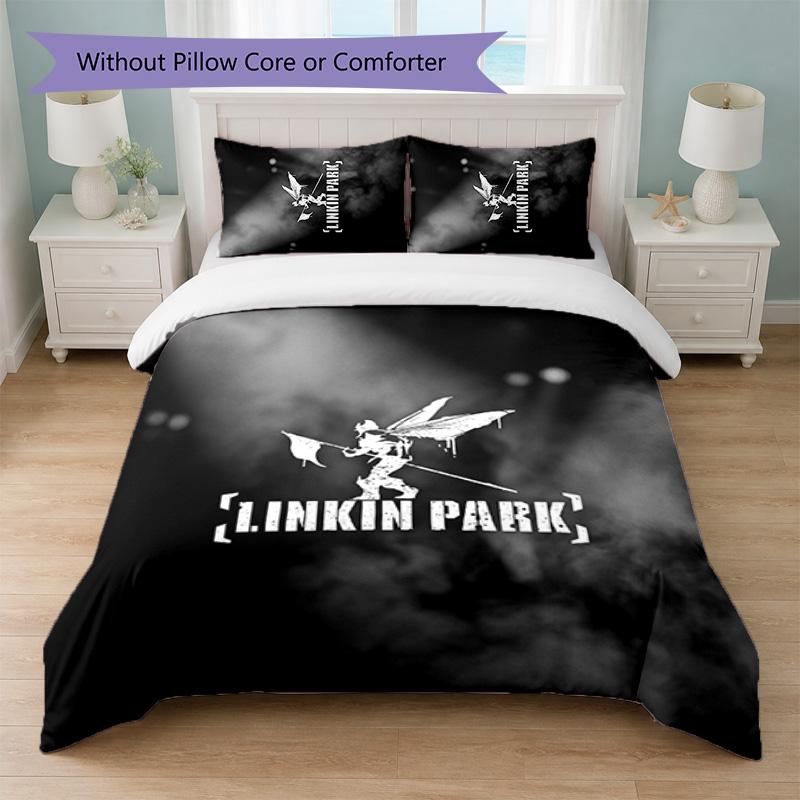 Linkin Park Print 3Pcs Bedding Set Duvet Cover With Two Pillowcases Soft Bed Linen For Household Bedroom