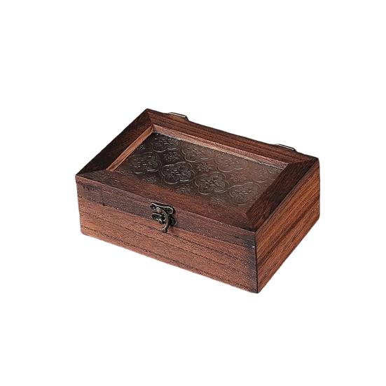 Schmuckaufbewahrungsbox mit Schnalle und Klappdeckel, Holzkiste im Retro-Design, Staubdichter Organizer für Kleinteile