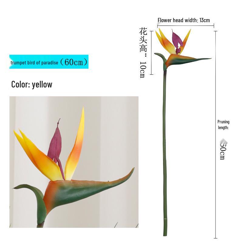 Искусственный цветок «Райская птица» с мягким прикосновением - Большой стебель стрелиции