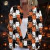 Damen Strickjacke mit langen Ärmeln und Halloween-Print, Knopfleiste vorne