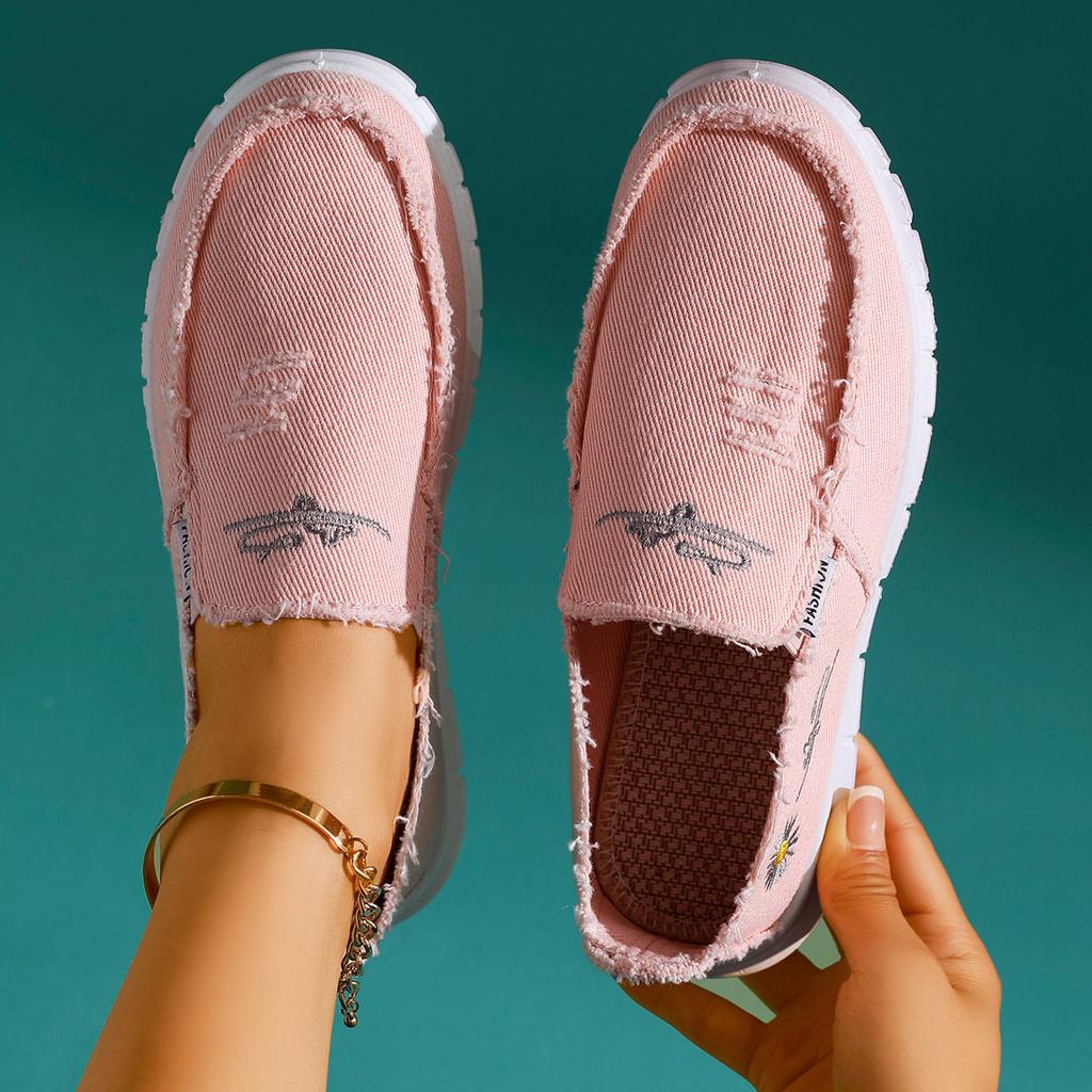 Naiste vabaaja madala säärega tennised pestud lõuendi ja karikakramustriga