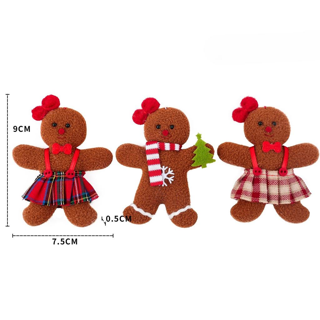 3pcs Christmas Gingerbread Man Xmas Tree Decorative Pendants New Year Gift Hanging Ornaments Christmas Tree Decorations Drops