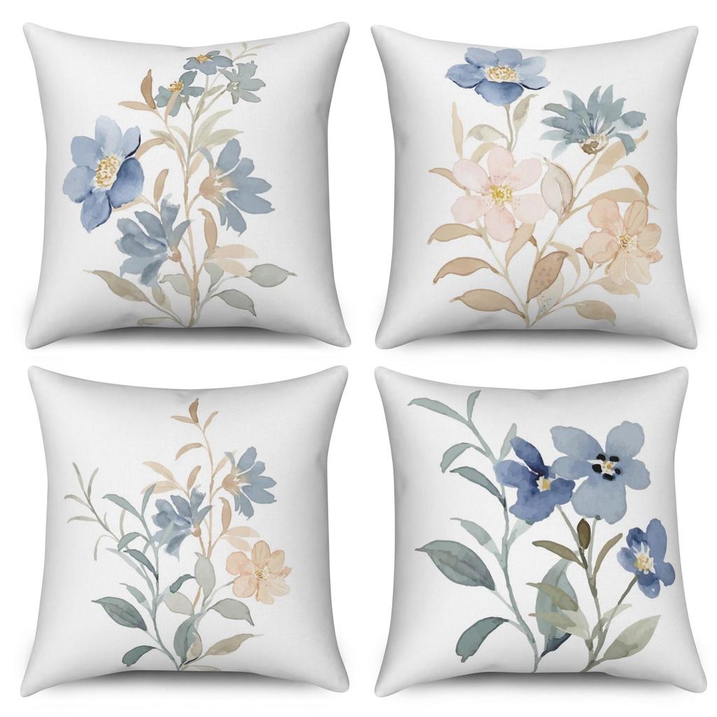 4pcs Black Cats Floral Scenic Scenes Cushion Cover Home Decor Pattern Pillow Cases for Sofa Bedroom Car