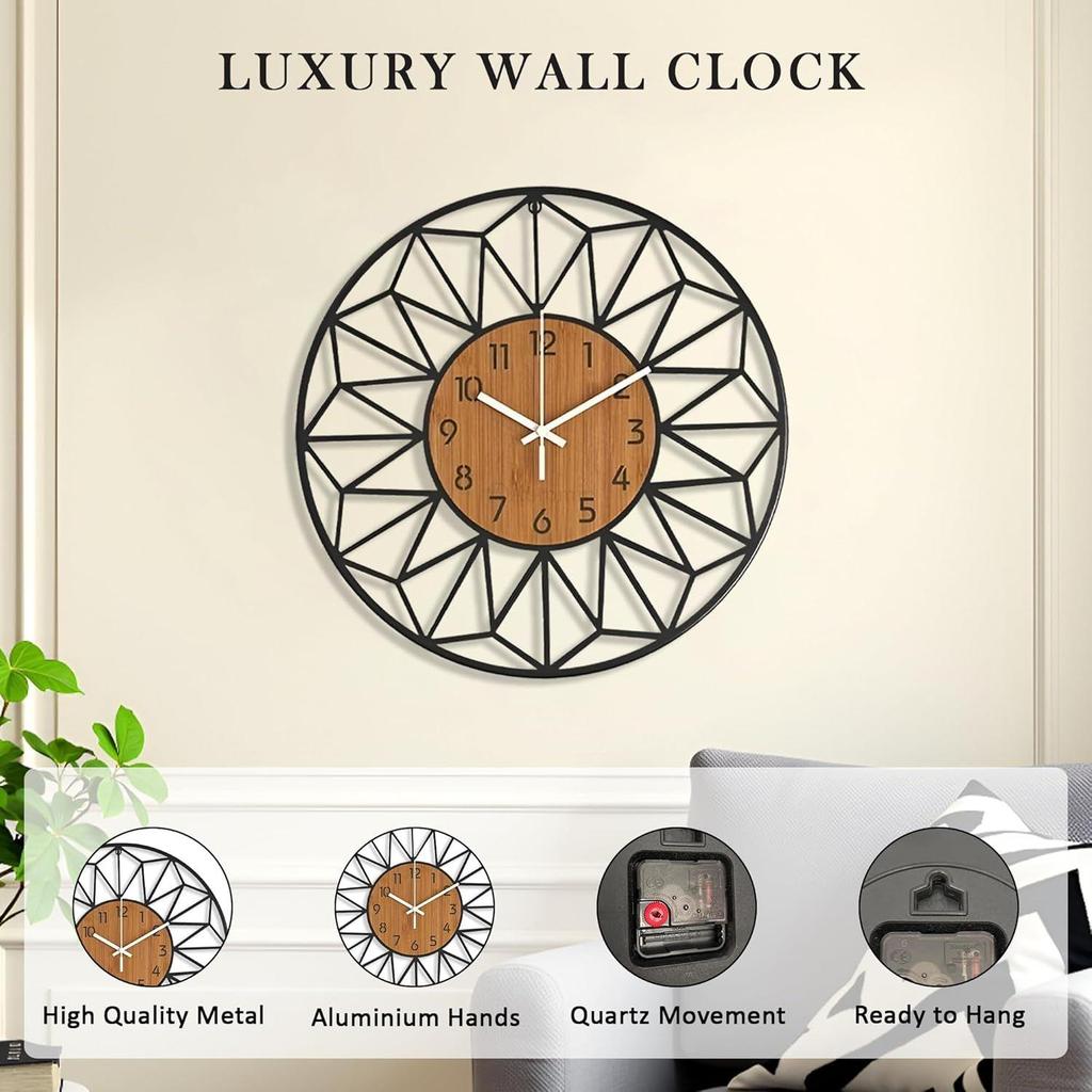 Fancy Metal Wall Clock for Home Decor – Stylish Living Room & Bedroom Watch, Designer Wallclock, Big Size Hanging Watch