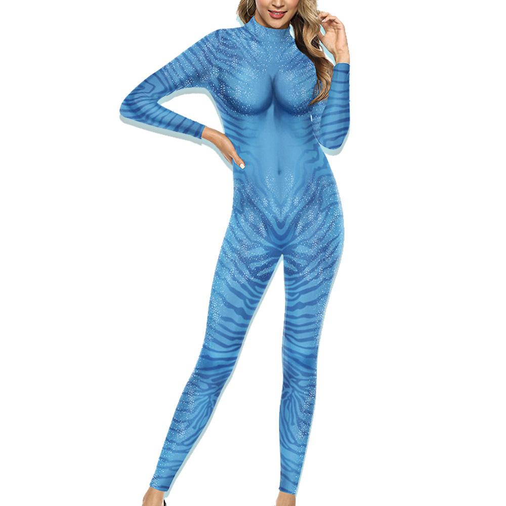 Halloween costume movie avatar tights water way cos onesie cosplay suit