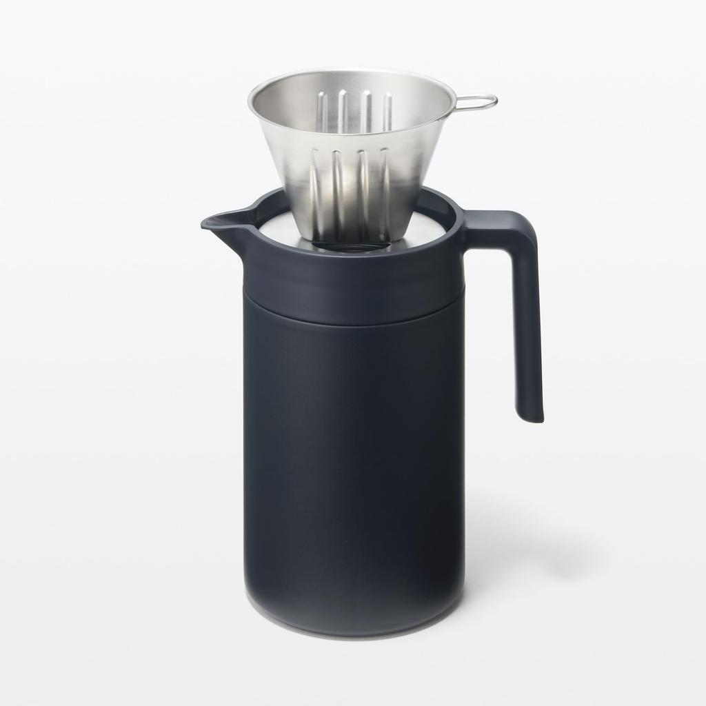 MUJI Insulated Tabletop 84334566 Wide-Mouth, Easy-to-Wash Pot, Black, 1.3L,