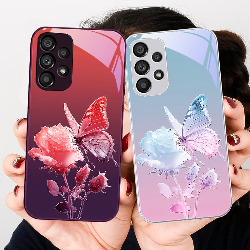 Motyl Stopniowy Czerwony Do Samsung Galaxy Note 10 Plus S20 21 FE S23 Ultra S8 9 A70 72 73 50 51 52 53 Szkło Hartowane Etui Na Telefon