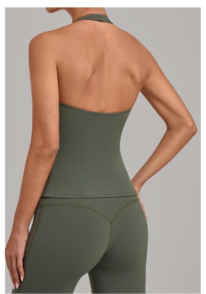 Women's Euro-American Halter Sports Vest: Tummy Control, Open Back, Breathable, Quick-Dry Yoga Top