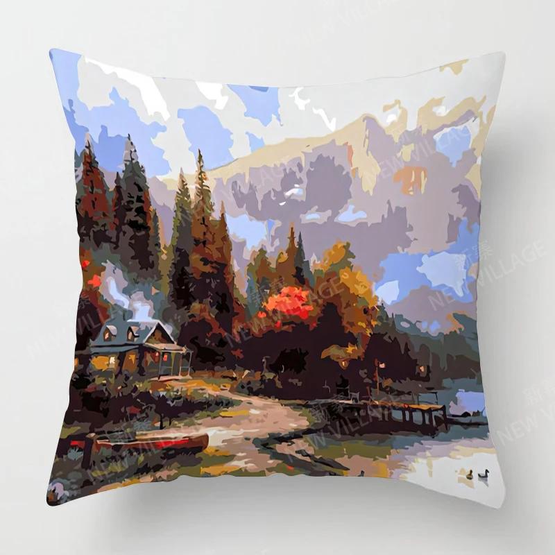 Heim Wohnzimmer Dekoration Kissenbezüge Vintage Ölmalerei Stil Wurfkissenbezug 45*45 Kissenbezug 40x40cm 50x50 45x45
