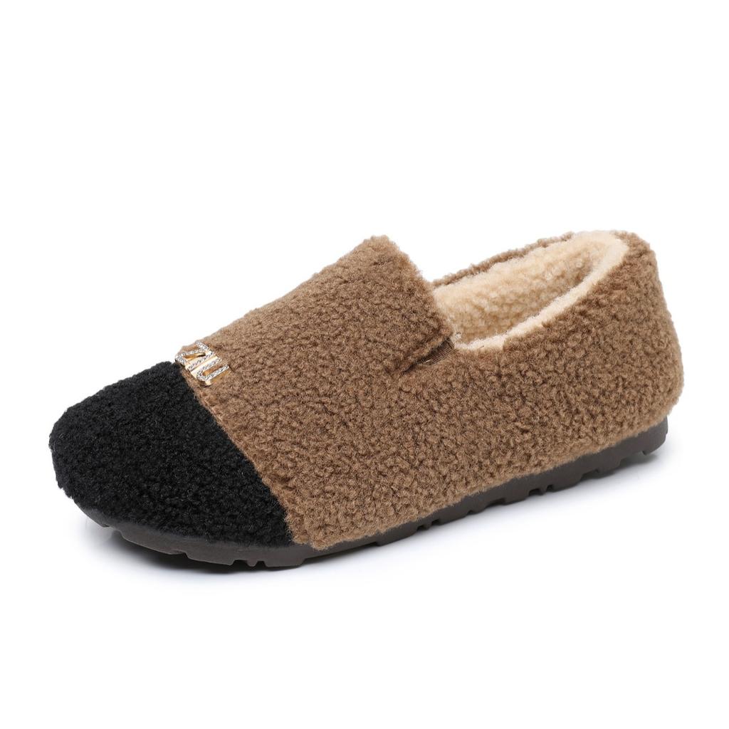 Women's Winter Fleece Loafers Shoes Walking Shoes Casual Warm Indoor Outdoor Sneakers Non-Slip Cozy House Shoes for Women Furry Work Flats Shoes