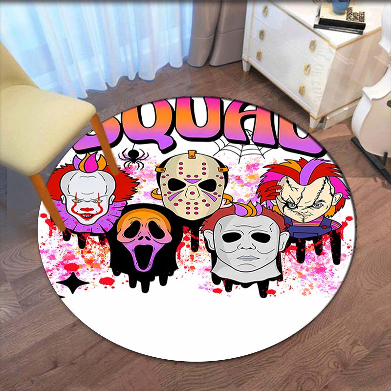 Halloween horror Printed Round Rug Carpet Chair Rug Area Rug Entryway Doormats,for Office Chair Living Room Bedroom Kitchen Room.