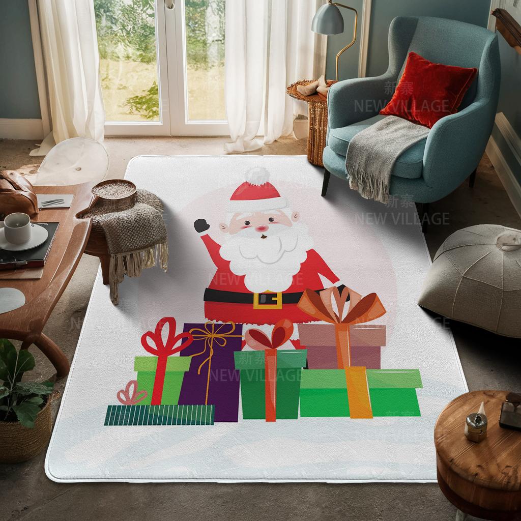 House Entrance Carpet Home Door Mat Living Room Bath Foot Bathroom Non-slip Water Absorption Rugs Bath Merry Christmas Winter