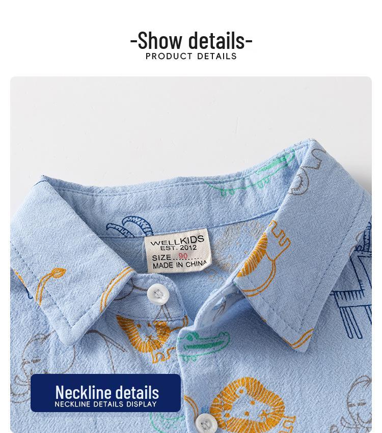 2025 Spring & Autumn Boys' Long-Sleeve Pure Cotton Korean Style Shirt