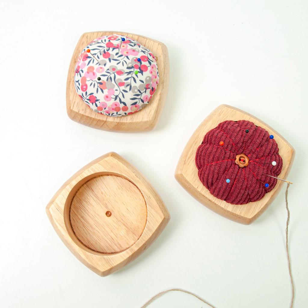 Round Wood Base for Pin Cushion 3.35x3.35Inch Needle Pin Cushion Storage Base for Sewing Enthusiasts and Craft Lovers