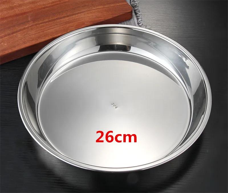 304 Stainless Steel Plate tray Noodle Plate Flat Steamed big Large Size Meal Plate Dual Handle Dough dishes and plates sets dish