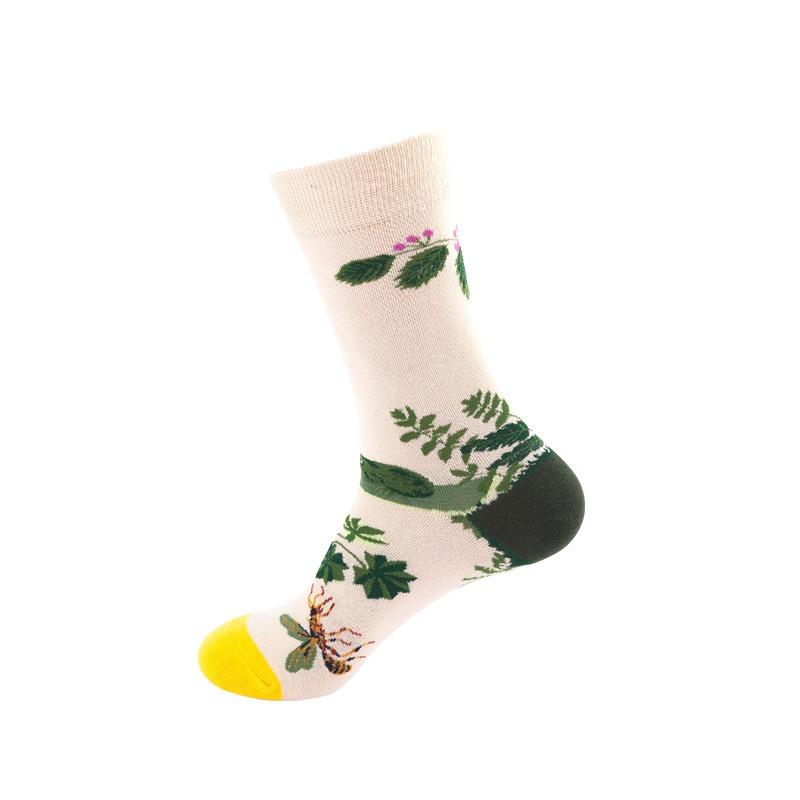 New Women Flower Plant Socks Collection Kawaii Casual Female Cotton Sock Literary Men Sock