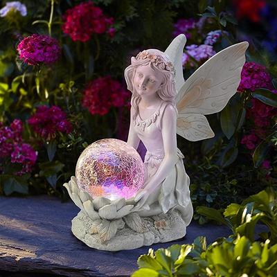 Lampe solaire d'extérieur étanche et lumineuse en forme de fée, lumière LED, figurine d'ange en résine, sculpture, décoration de jardin, de cour, ornements artistiques