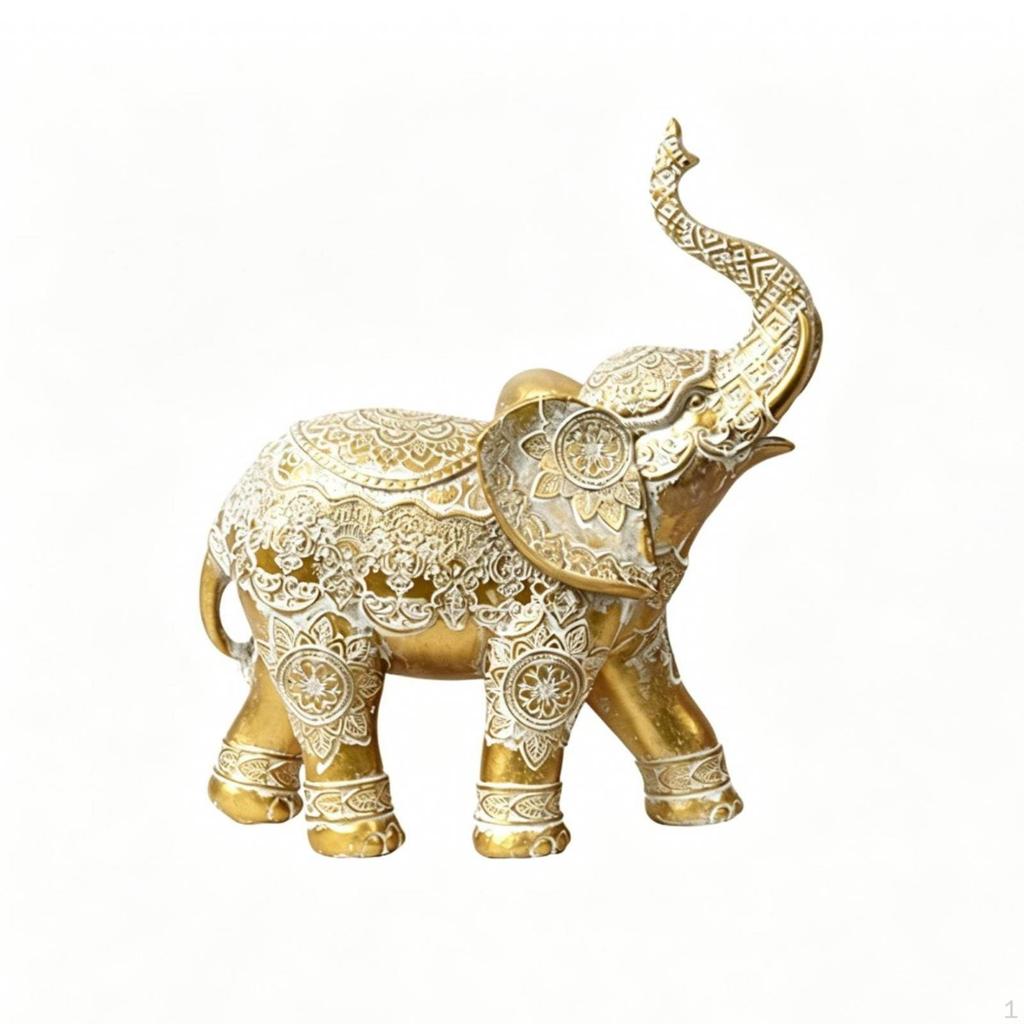 Elephant Figurine Decorative Sculpture Ornate for Art Collectors, Living Room, Office,