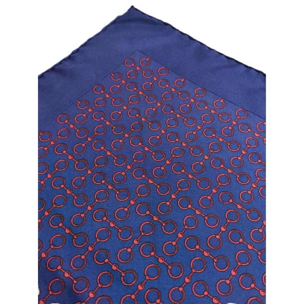 Used HERMES Hermes Carre 45 Scarf Pocket Square Navy Blue Petit Carre
