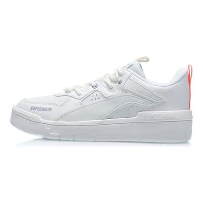 Li Ning Superwave Lo Casual Antiderrapante Durável Tênis de Skate Cano Baixo Mulher tênis Branco AGCQ228-1