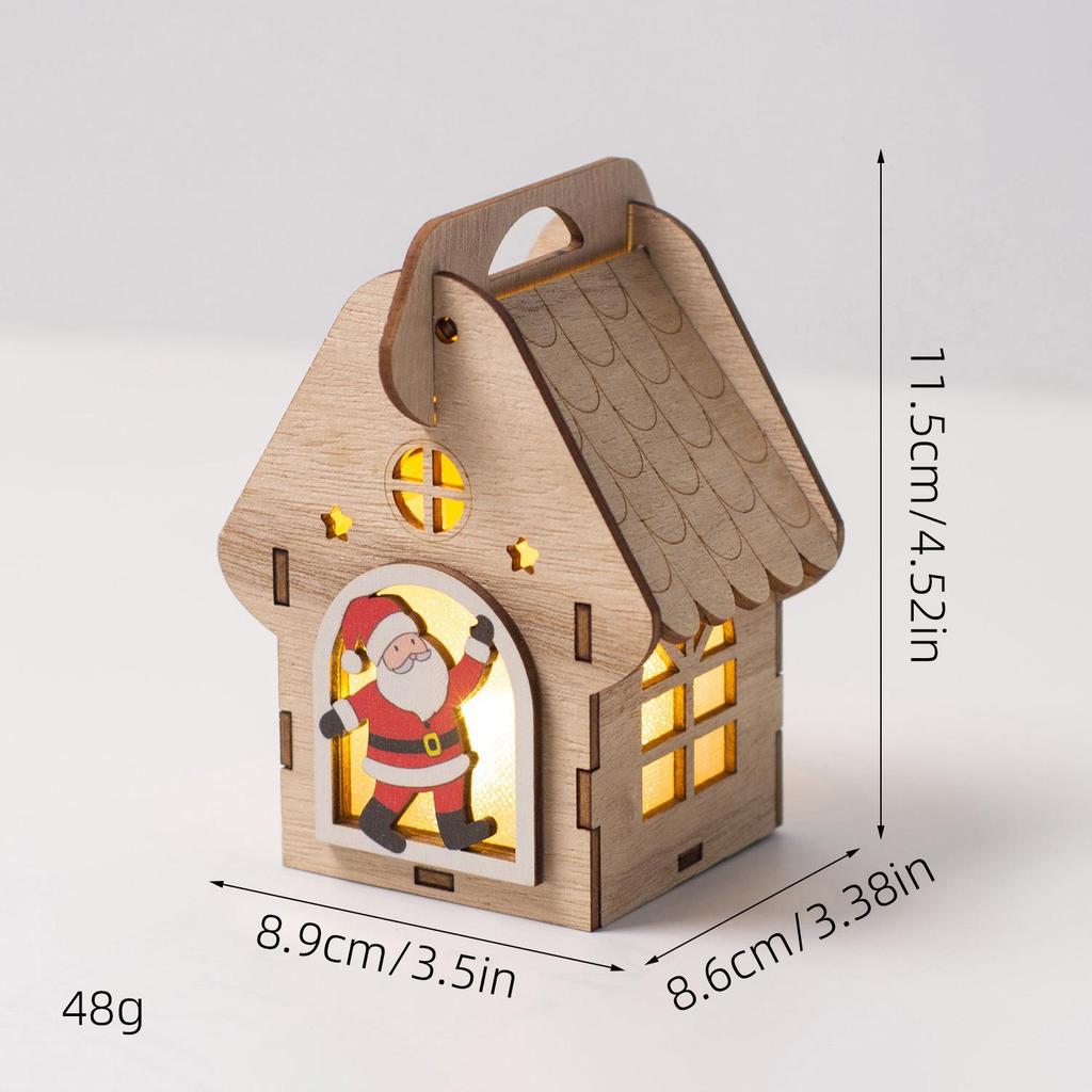 Christmas Luminous Wooden Cabin Ornament - Small House Tree Decoration