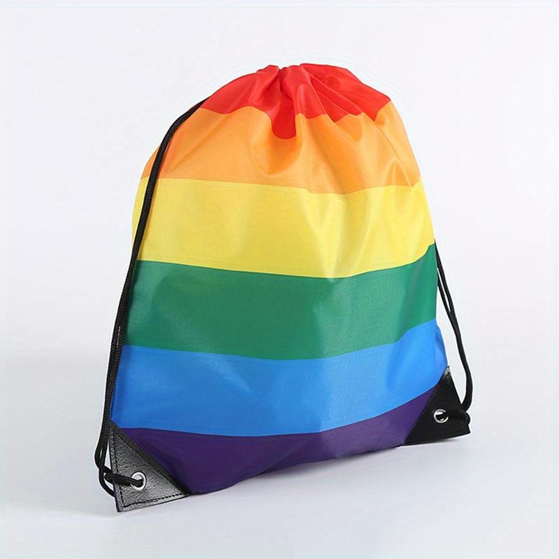 1pc Rainbow Color Bundle Pocket, Portable Travel Clothes Shoes Storage Bag Backpack, Colorful Dustproof Polyester Storage Bag with Drawstring
