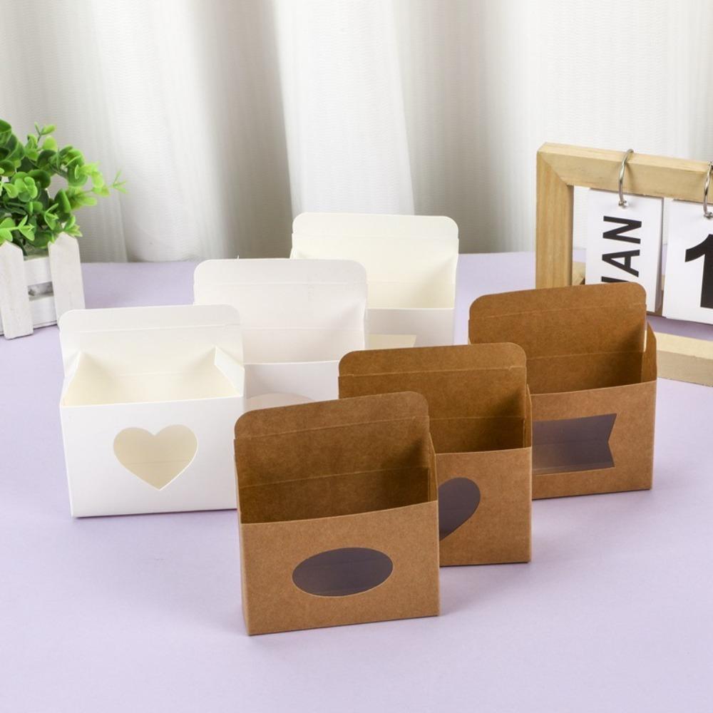 10/20Pcs Kraft Paper Gift Box Square with Clear Window Cookies Candy Packaging Box Mini Jewelry Storage Box