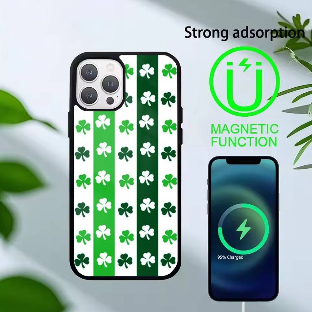 Lucky-Four-leaf clover Phone Case For iPhone 14,16,15,13,17,12,Plus,Pro,Max Magnetic For Magsafe Frosted Cover