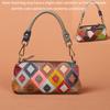 Cowhide Women'S Bag Handmade Design Personalized Flower Color Contrasting Color Dinner Shoulder Messenger Bag Hand Bag