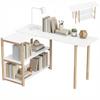 Folding Computer Desk. Space-Saving with Shelves and Bamboo Frame