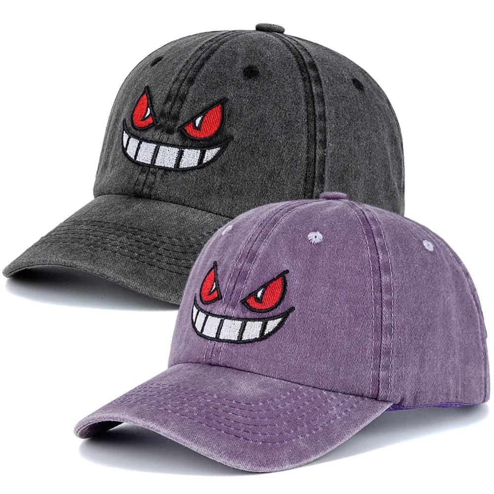 New Unisex Washed Cotton Cap Devil Embroidery Baseball Cap For Man Woman Casual Outdoor Dad Hat