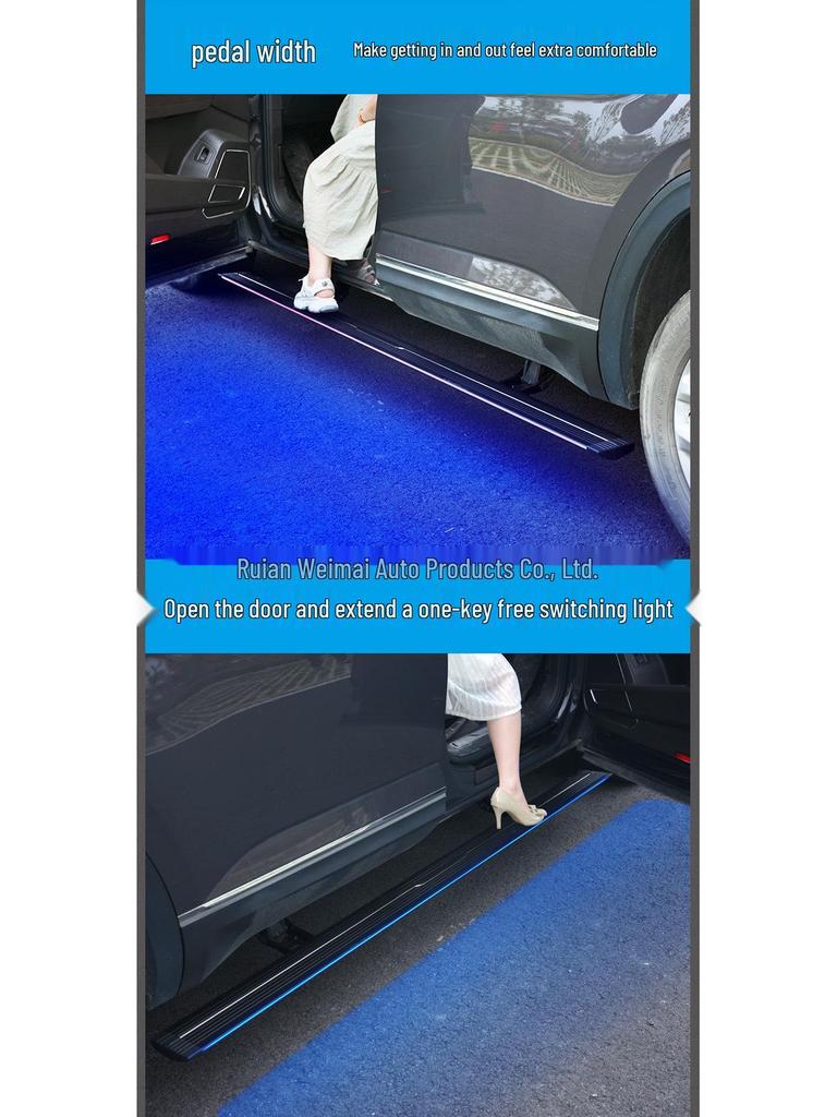 Cadillac XT5 & XT6, Volkswagen Teramont, Aurora Viloran Electric Running Boards with Flowing Colorful Edge.