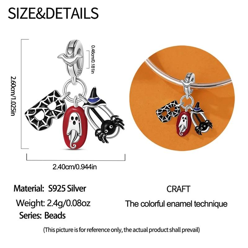 Copper Halloween Luminous Charms Bat Beads Pendant Jewellery Fit Original Bracelet Necklace For Women Diy Gift