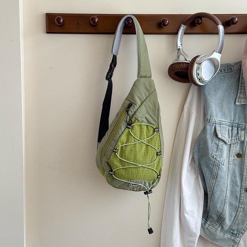 

Модная детская нагрудная сумка с цветной блокировкой и кулиской для повседневного использования зелёный