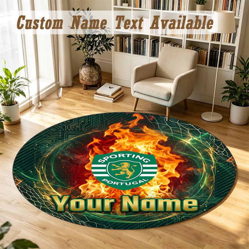 Round Rug Custom NameSporting CP Pattern Non Slip Carpet Home Floor Decor